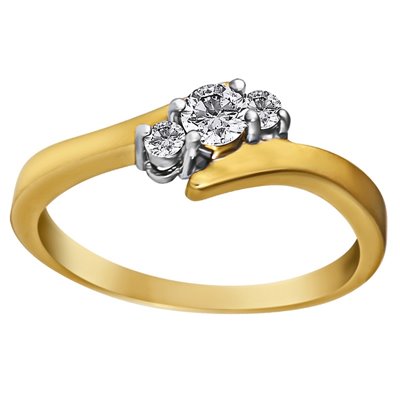 Pierścionek zaręczynowy z żółtego złota z brylantami 0,14ct - PB/036b