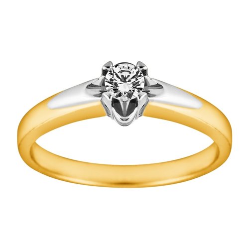 Pierścionek zaręczynowy z żółtego złota z brylantem 0,08ct - PB/037b