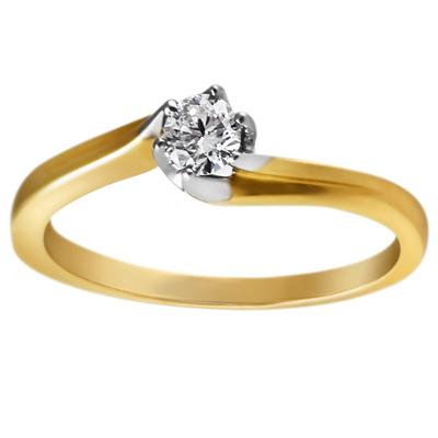 Pierścionek zaręczynowy z żółtego złota z brylantami 0,13ct - PB/084