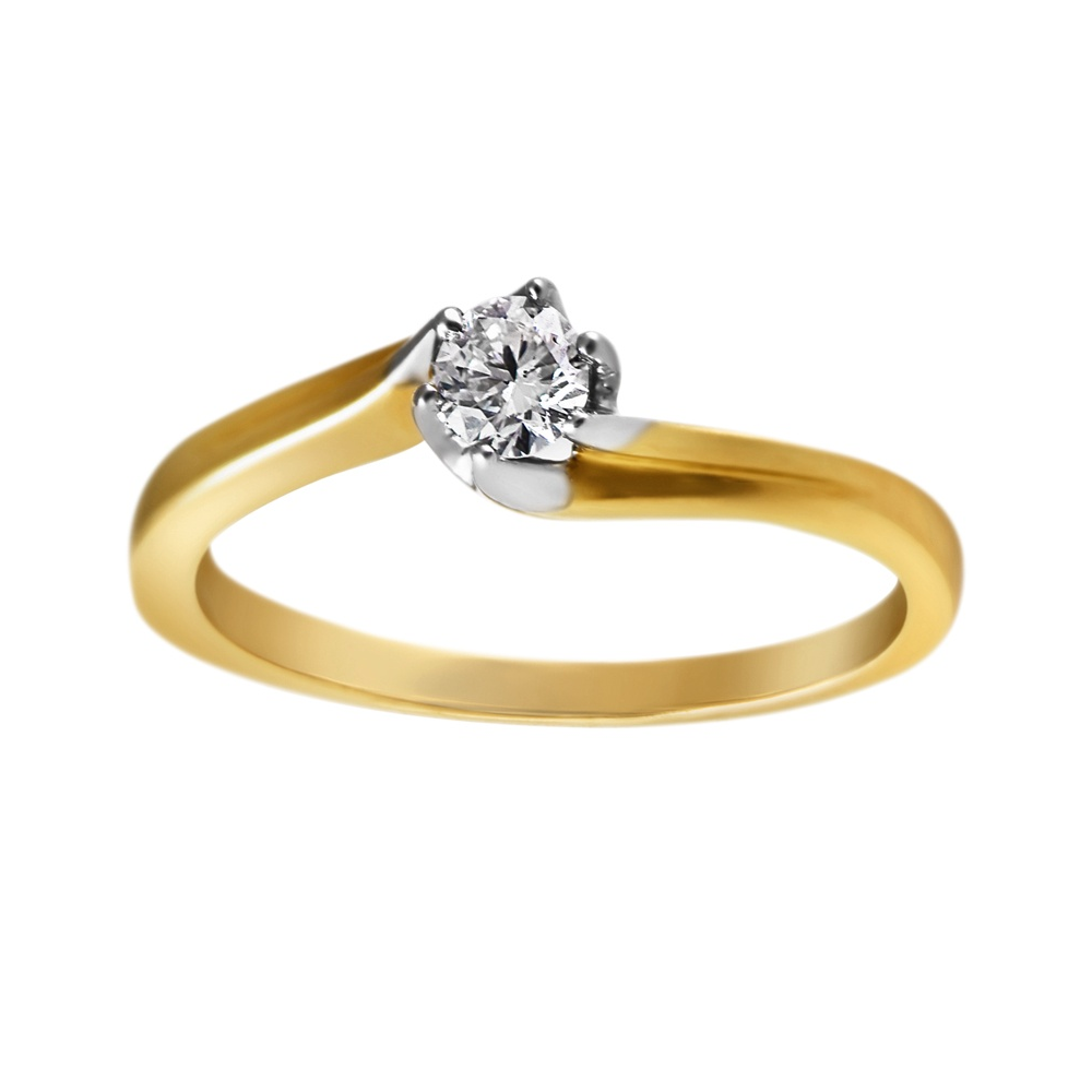 Pierścionek zaręczynowy z żółtego złota z brylantami 0,13ct - PB/084