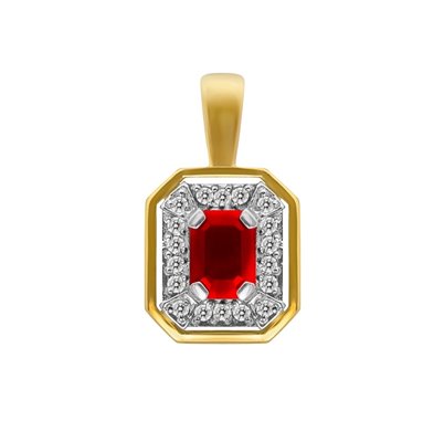 Zawieszka z rubinem i brylantami 0,18ct - ZK/003b