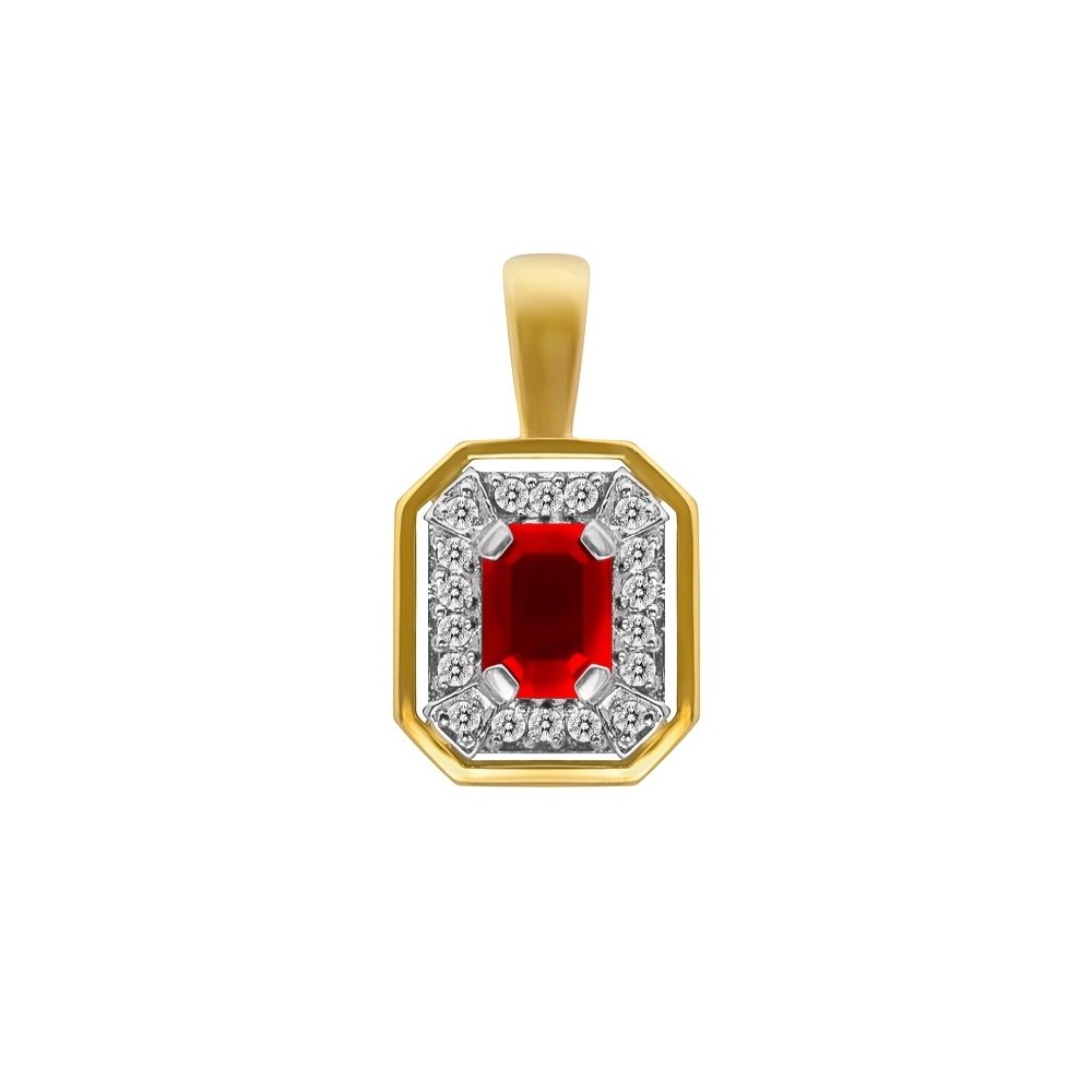Zawieszka z rubinem i brylantami 0,18ct - ZK/003b
