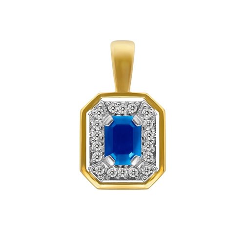 Zawieszka z szafirem i brylantami 0,18ct - ZK/003c
