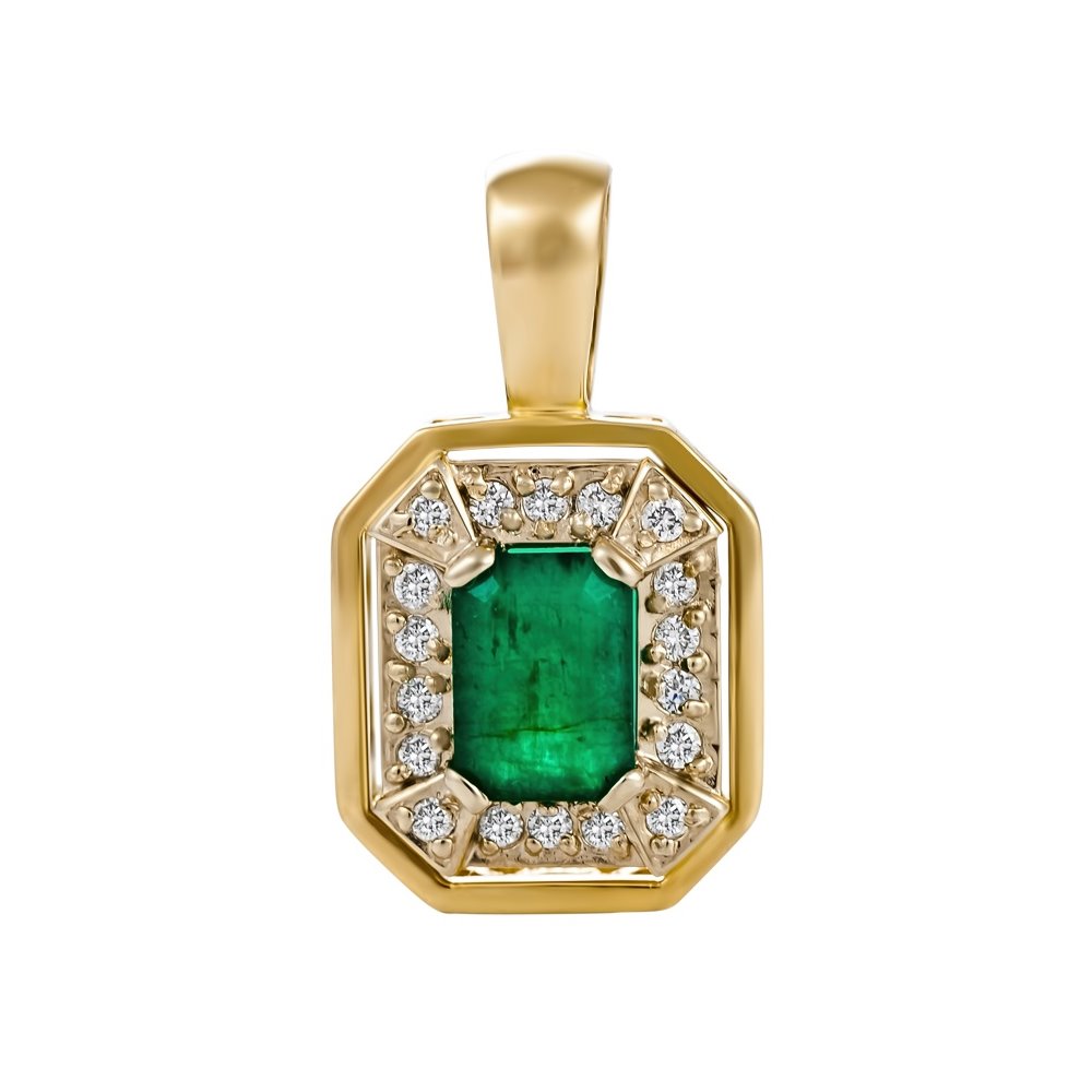 Zawieszka ze szmaragdem i brylantami 0,18ct - ZK/003d