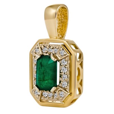 Zawieszka ze szmaragdem i brylantami 0,18ct - ZK/003d