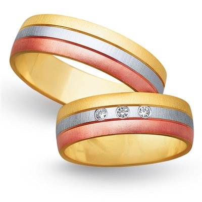 Obrączki ślubne żółto-biało-czerwone 6mm - O3K/005
