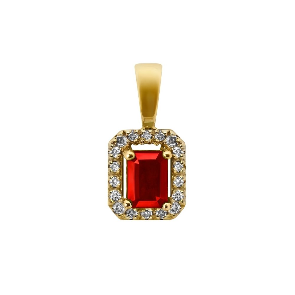 Zawieszka z rubinem i brylantami 0,14ct - ZK/005b