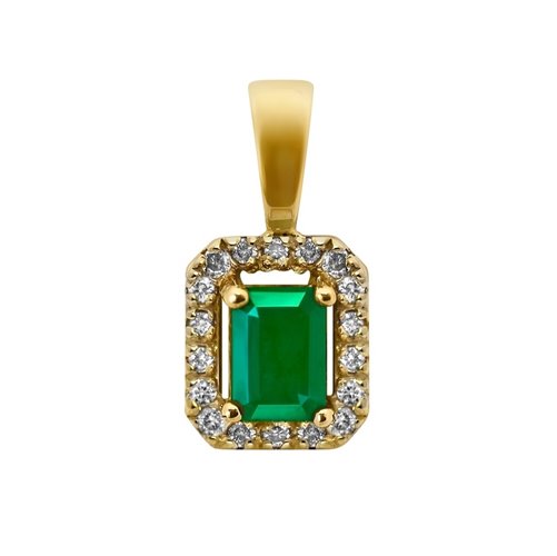 Zawieszka ze szmaragdem i brylantami 0,14ct - ZK/005d