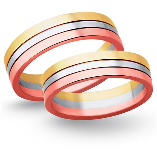 Obrączki ślubne żółto-biało-czerwone 5mm - O3K/008