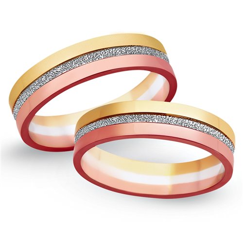 Obrączki ślubne żółto-biało-czerwone 5mm - O3K/009
