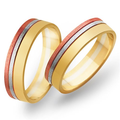 Obrączki ślubne żółto-biało-czerwone 5mm - O3K/010
