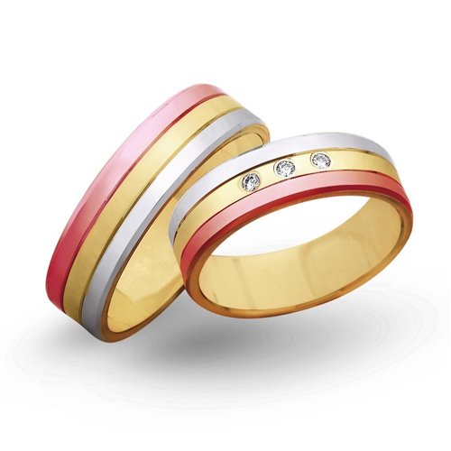 Obrączki ślubne żółto-biało-czerwone 6mm - O3K/011