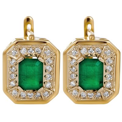 Kolczyki ze szmaragdami i brylantami 0,36ct - KK/006d